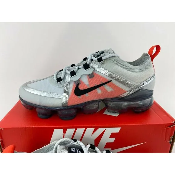 Nike Air VaporMax 2019 Pure Platinum Orange Youth GS Sneakers Shoes - Picture 5 of 12